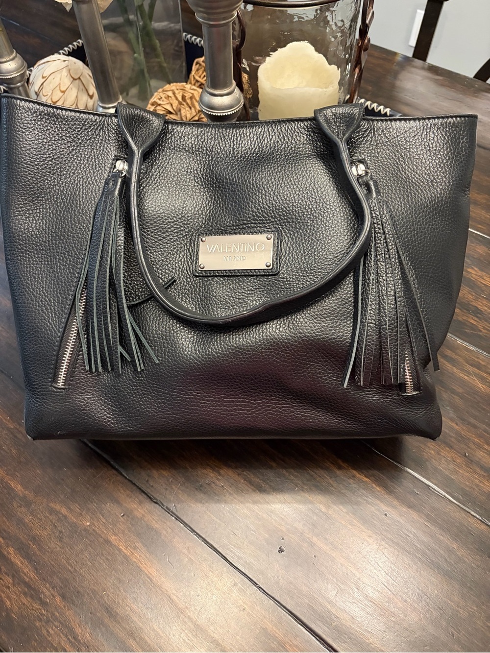 VALENTINO MILANO (Mario Valentino S.p.A.)
Alizee Pebbled Leather Tassel Tote Bag
